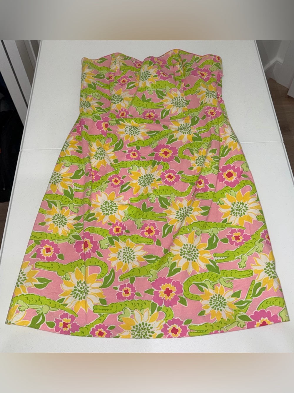 Lilly Pulitzer Vintage Croc Monsieur Strapless Mini Dress Size 6 EUC Alligator - Picture 3 of 12